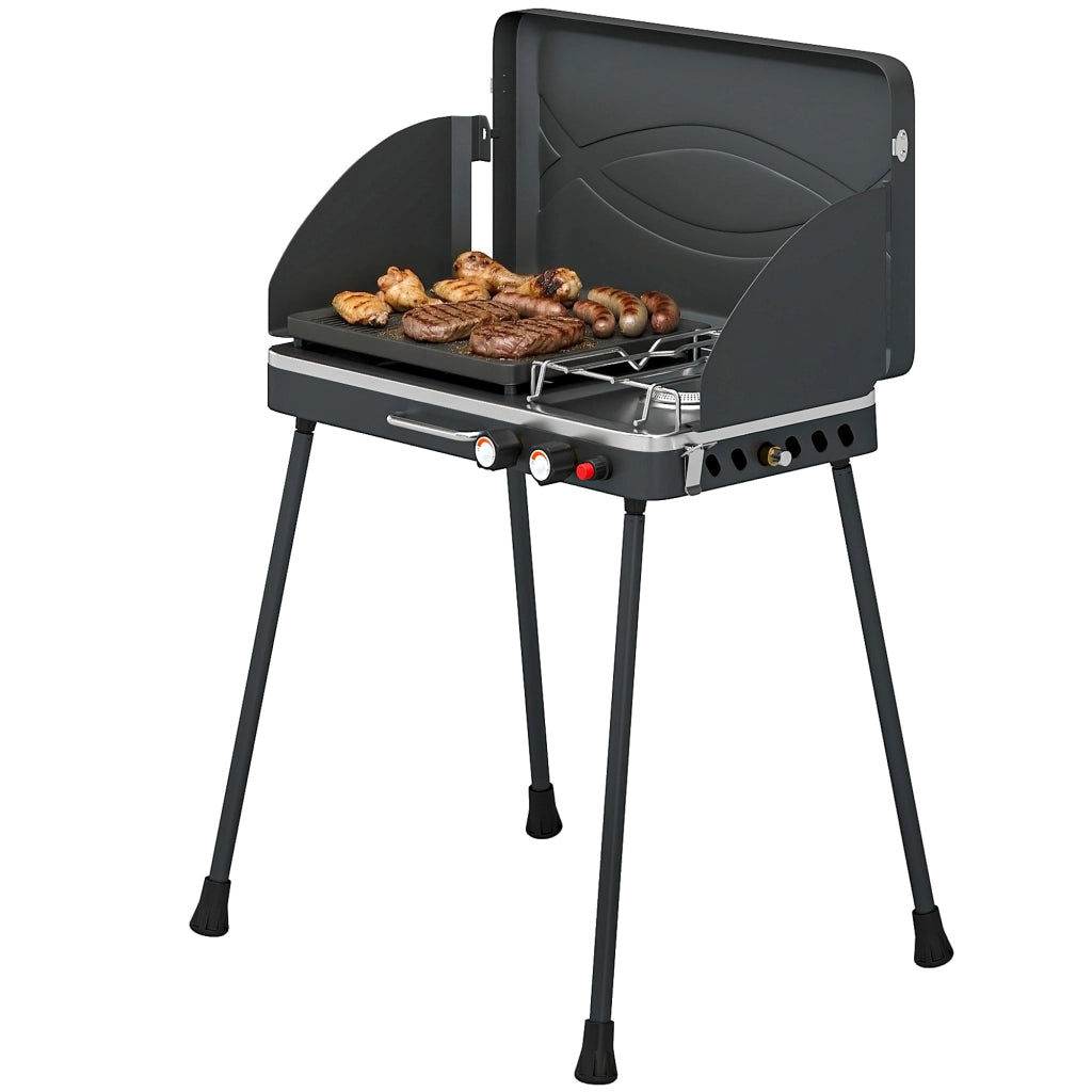 Barbecue a gas portatile 2 bruciatori 7 kW ¨C Minimal ¨C grigio