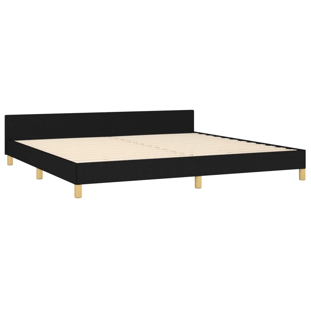 Giroletto con Testiera Nero 200x200 cm in Tessuto