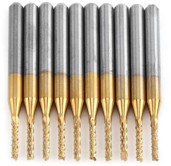 10 pezzi 1/16" Carbide Cnc Freccette - Diametro di taglio spirale per gravaio