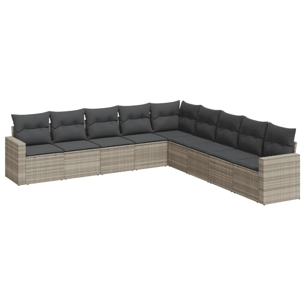 Set Divano da Giardino 9pz con Cuscini Grigio Chiaro Polyrattan 3251429
