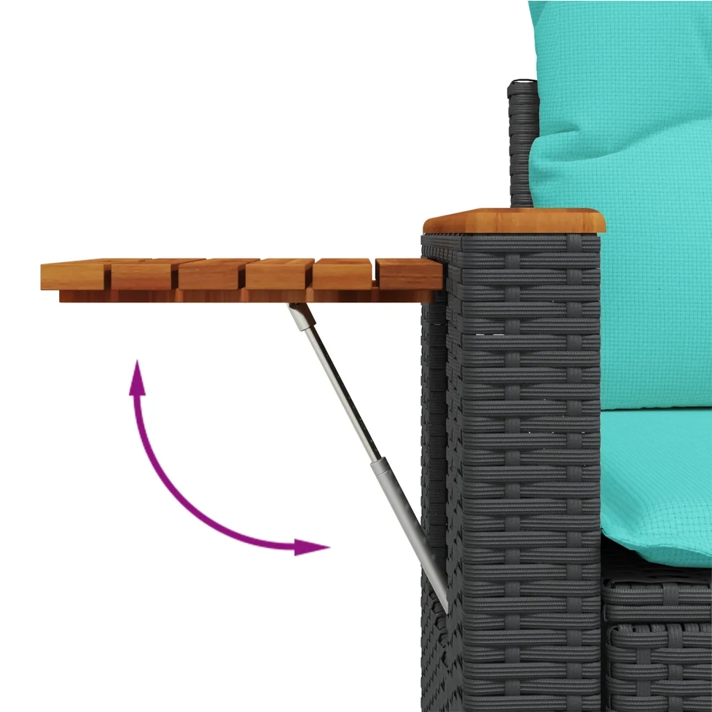 Set Divani da Giardino 9 pz con Cuscini Nero in Polyrattan