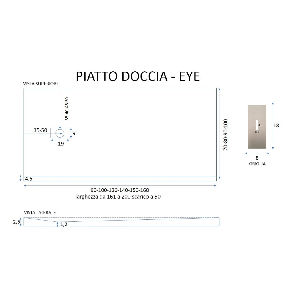Piatto doccia in marmoresina tortora effetto pietra cemento maka, misura 70x70