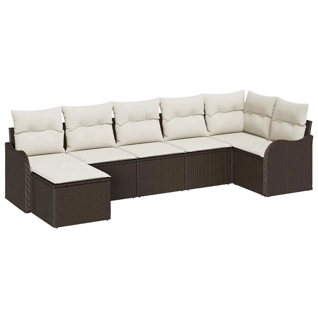 Set Divano da Giardino Marrone polyrattan