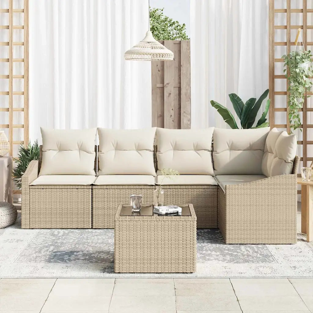Set di divani con cuscino 6 pcs Beige polyrattan 3346731