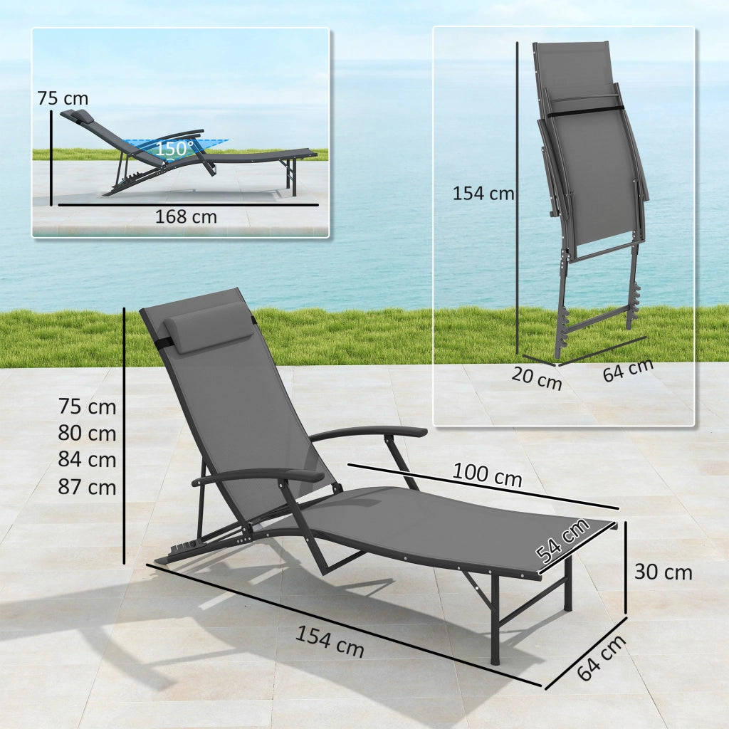 Sdraio da Giardino Pieghevole con Cuscino ¨C Zephmum ¨C Grigio
