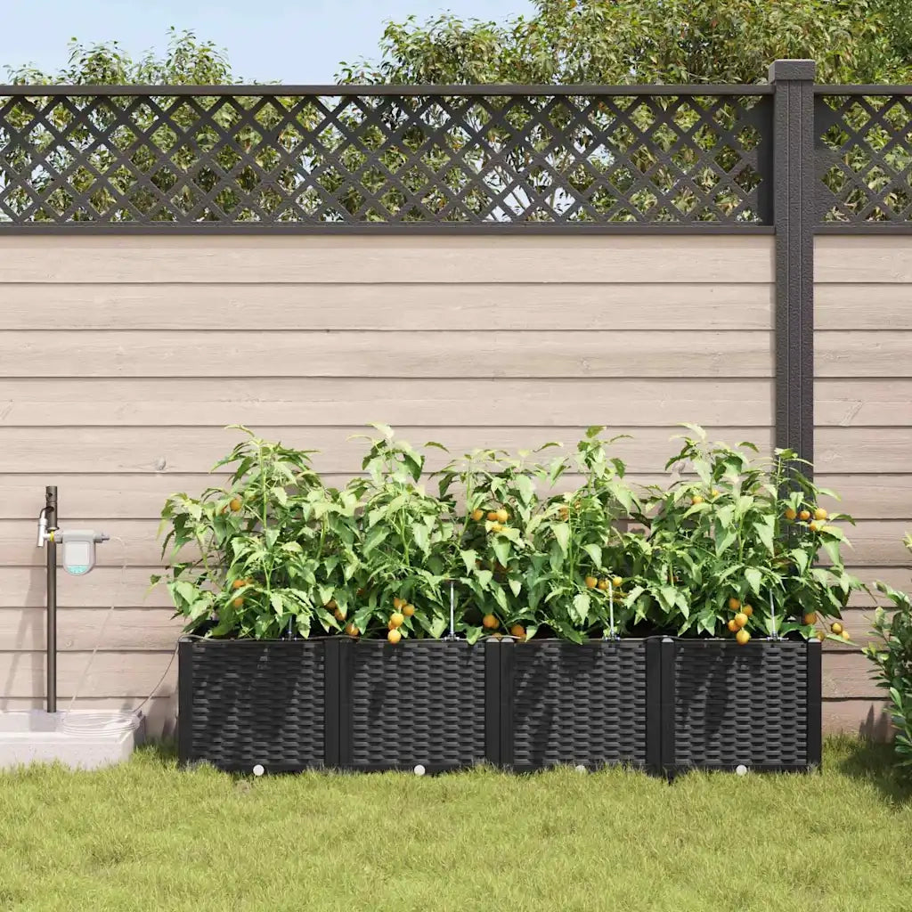 Vaso da giardino 4 pcs Nero Plastica 42002847