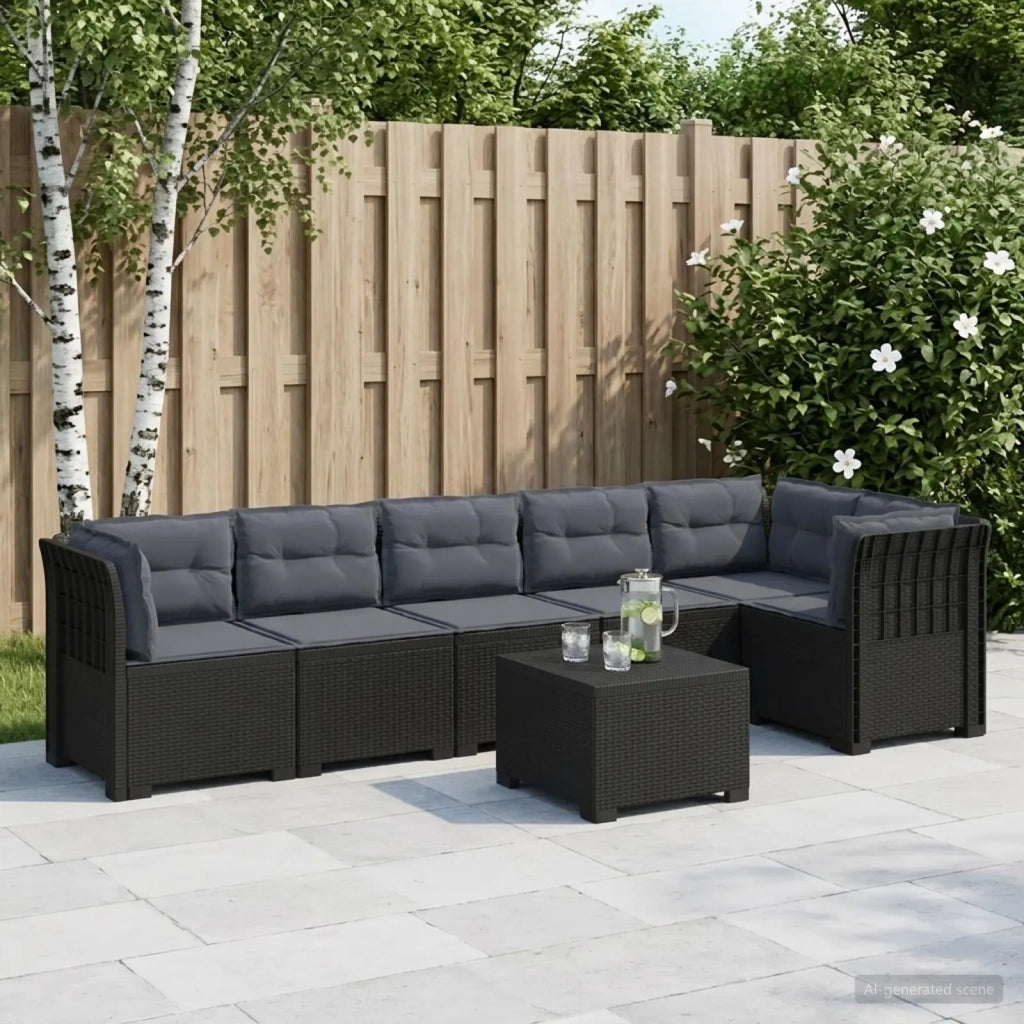 Divano da Giardino 6 Posti con Cuscini Aspetto Rattan PP 3444125