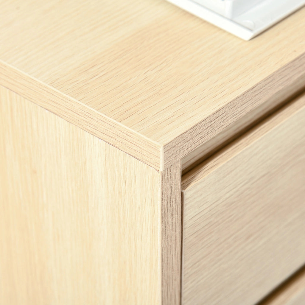 Scrivania con cassetti ¨C Minimal ¨C Legno chiaro 4 cassetti ruote