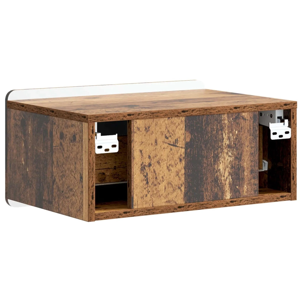 Mobiletto da notte a muro 2 pcs Legno antico 49 x 34,5 x 24 cm 898292