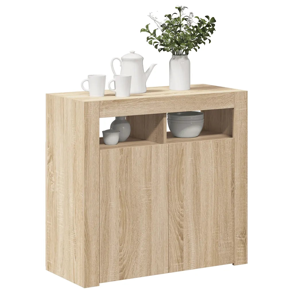 Credenza con Luci LED Rovere Sonoma 80x35x75 cm 804331