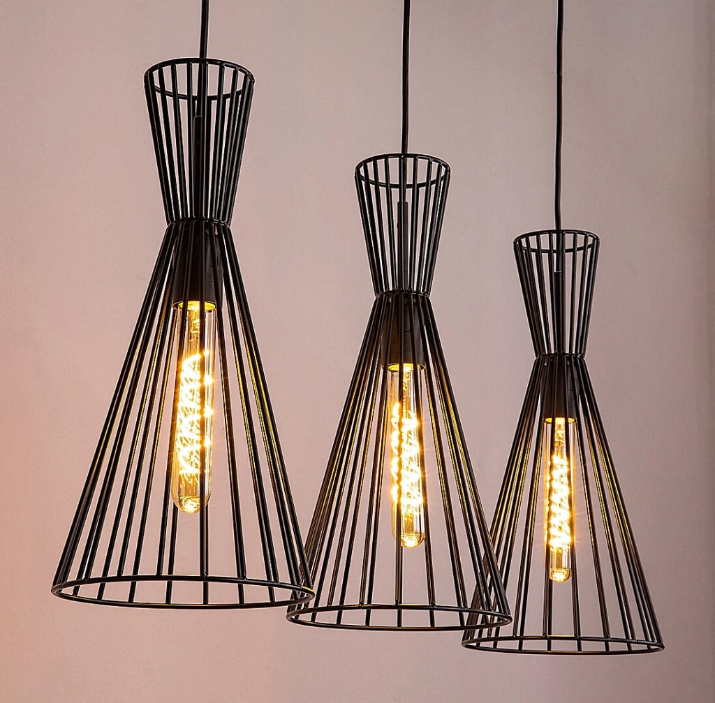 Lampada a sospensione industriale Rabalux Leandros nera 3xE27