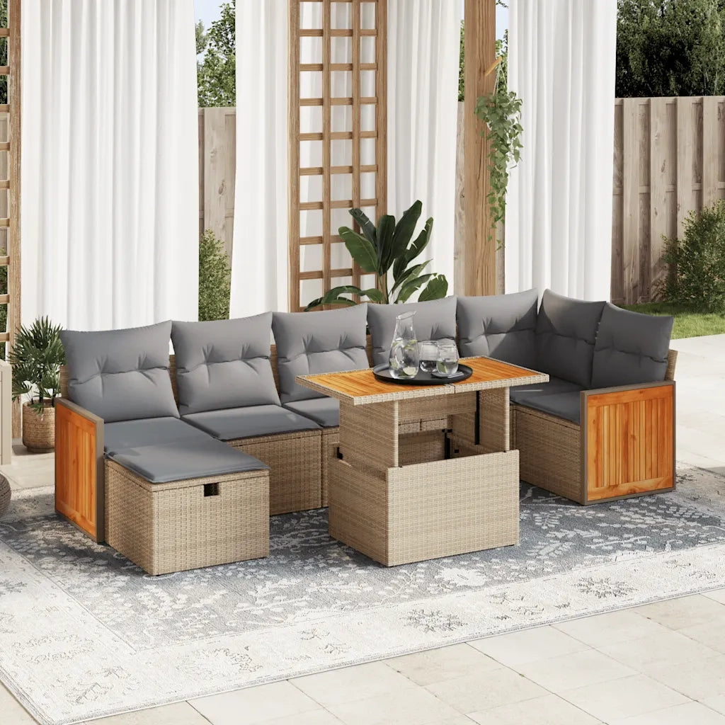 Set Divano da Giardino 5 pz con Cuscini Beige in Polyrattan 3328165
