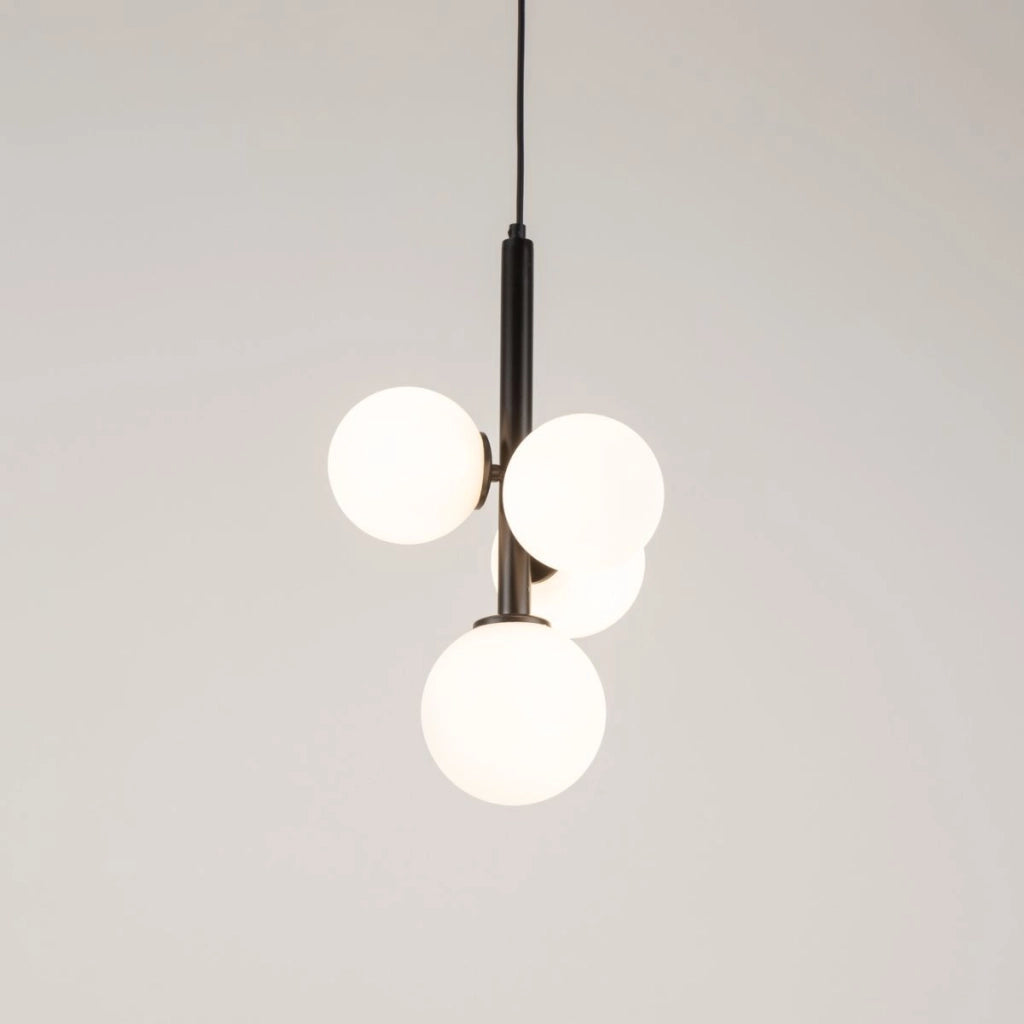Lampada sospesa moderna nera Perla 4 sfere G9 Sigma