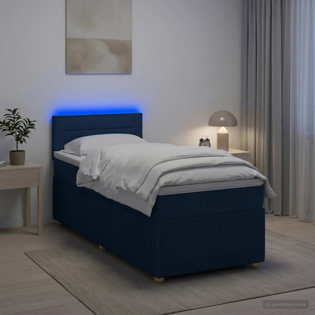 Letto box spring con materasso Blu 100 x 200 cm Tessuto 3452861