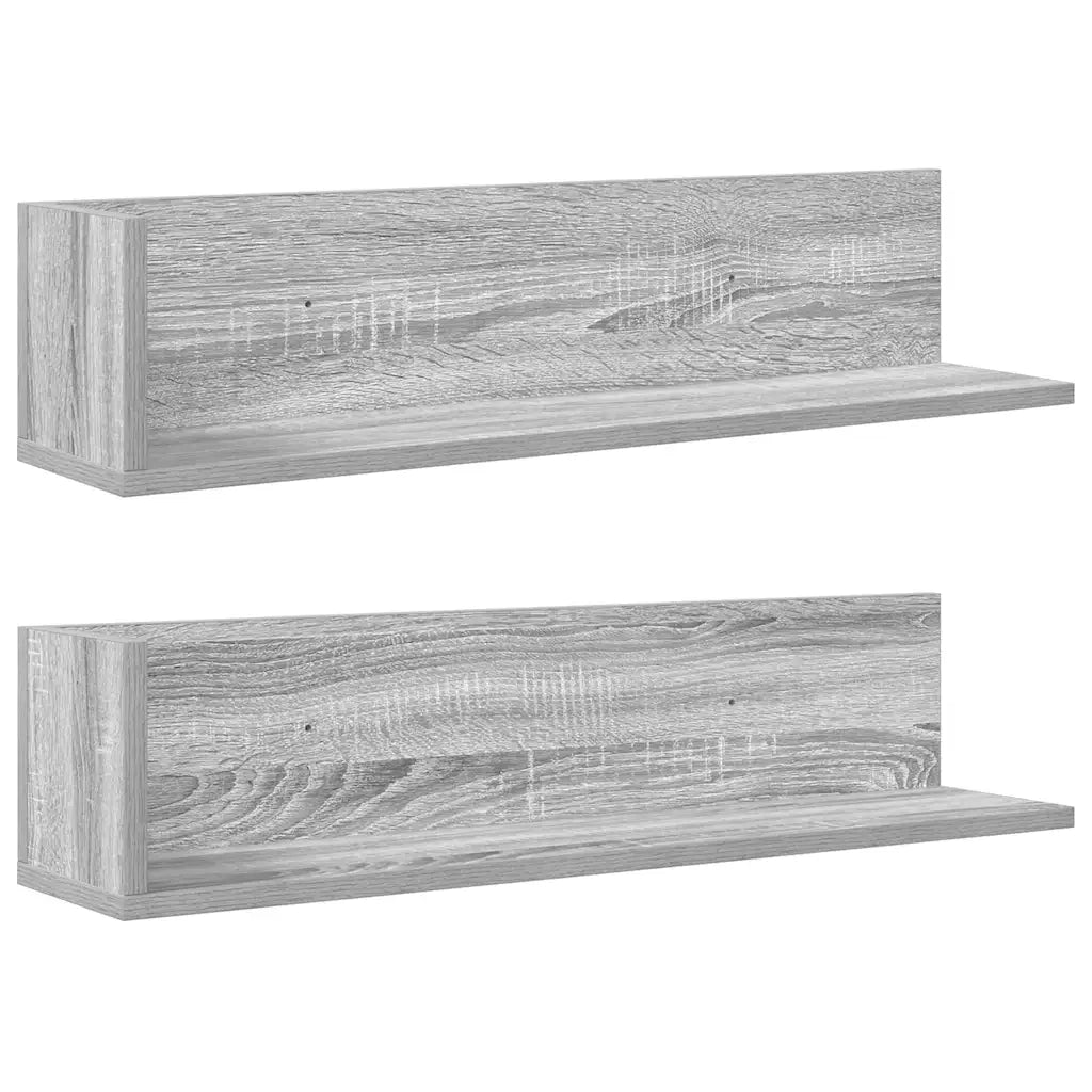 2 pz Mensole a Parete | Scaffale Parete | Ripiano a parete Grigio Sonoma 75x16,5x16,5cm in Truciolato