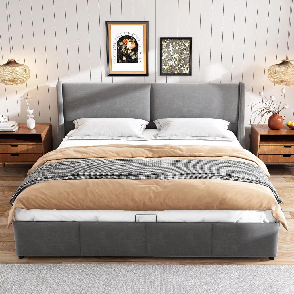 letto imbottito velluto grigio 180 x 200 cm