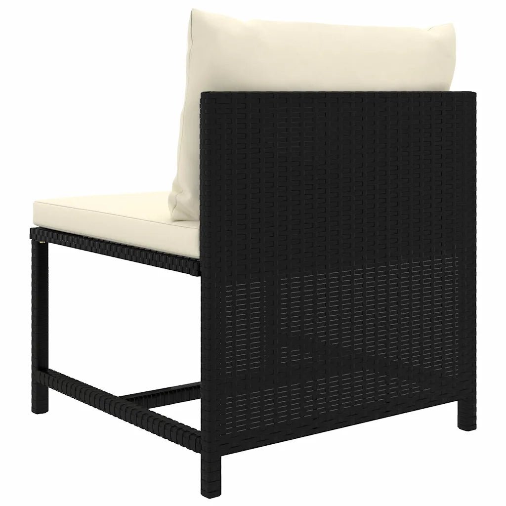 Set Divani da Giardino 7 pz | Set Salotto da Giardino con Cuscini in Polyrattan Nero
