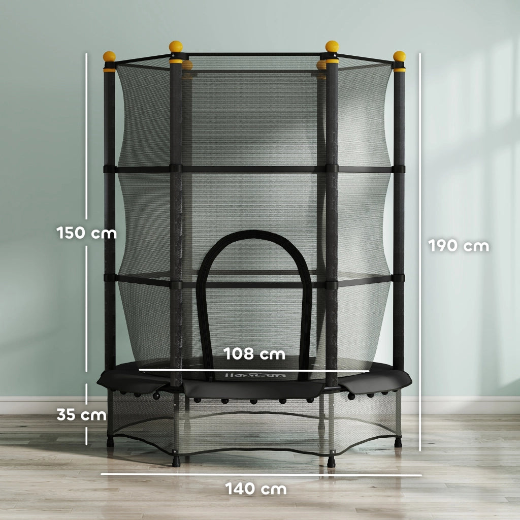 Tappeto elastico per bambini con rete di sicurezza ¨C zephmum ¨C nero, ?140x190 cm