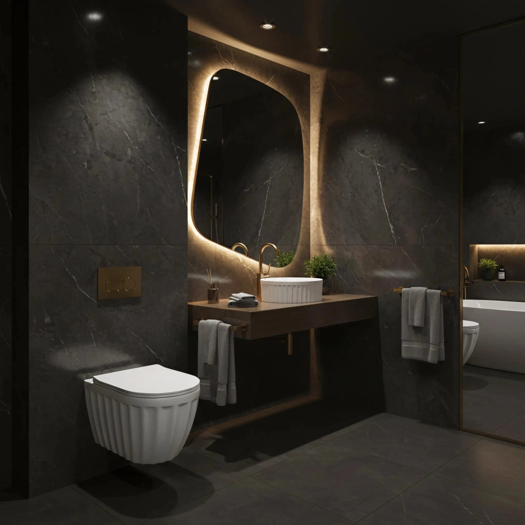 Set: Wc Sospeso + Lavabo Da Appoggio Rea Duo White