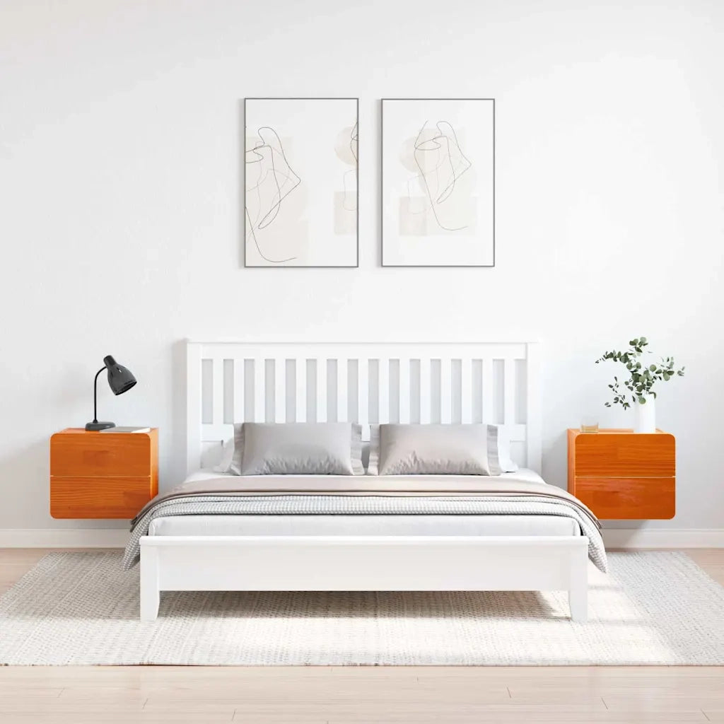 Comodino 2 pcs Marrone 39 x 34 x 33 cm Legno di pino massello 873510