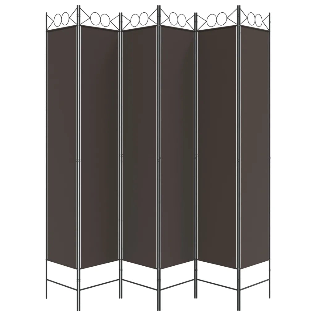 Divisorio a 6 Pannelli Marrone 240x220 cm in Tessuto