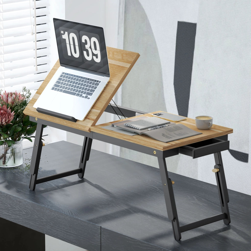 Tavolino da letto regolabile pieghevole con cassetto ¨C Xylo ¨C Legno quercia