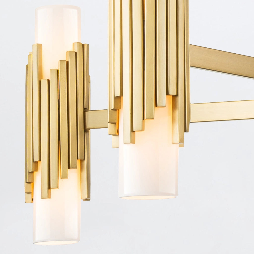Lampadario Marvele Elstead ottone anticato opalino 10xE14