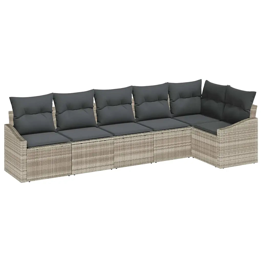Set Divano da Giardino 6 pcs Grigio chiaro polyrattan