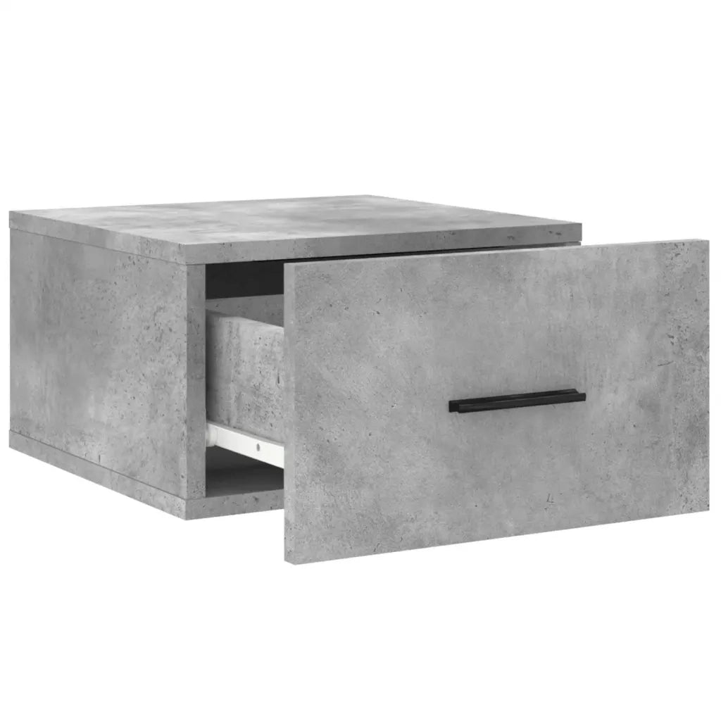 Set di 2 Comodini | Armadio da Notte | Mobiletto da notte a Muro Grigio Cemento 35x35x20 cm