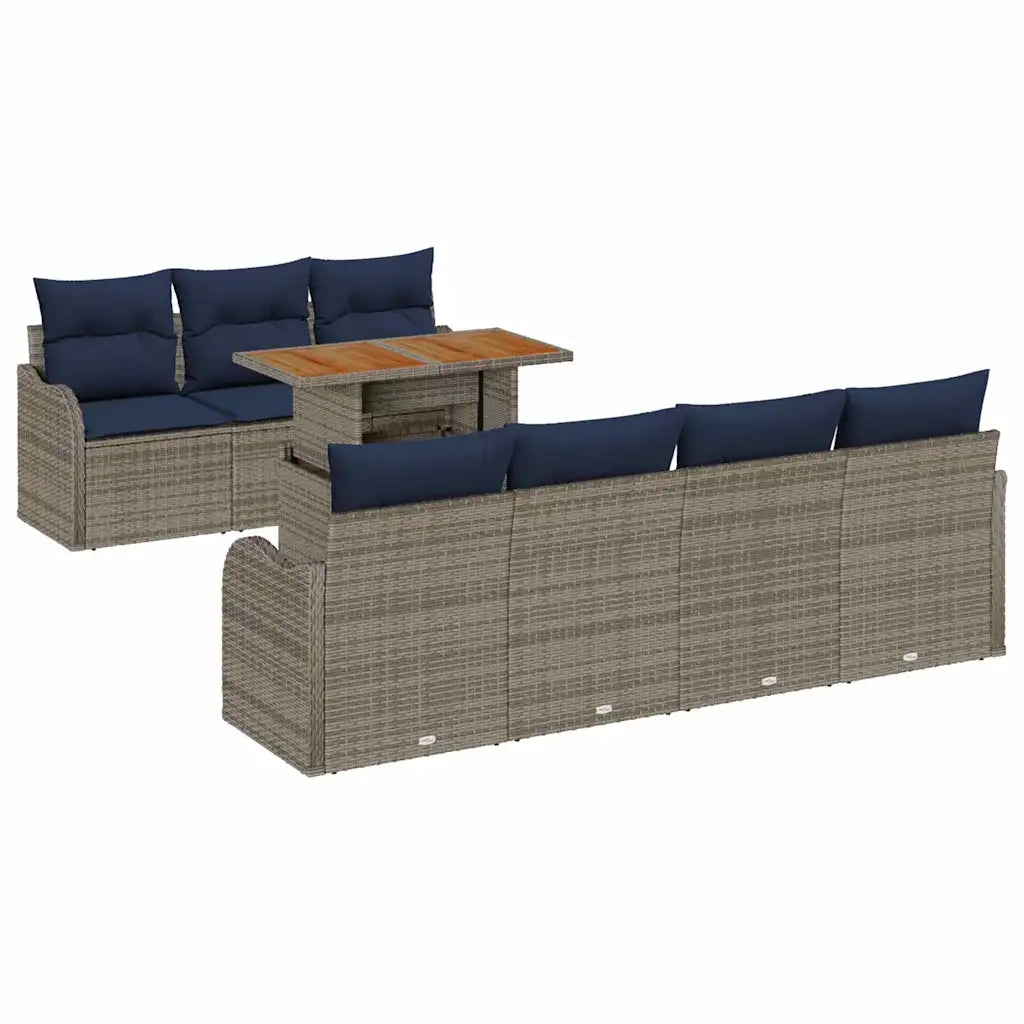 Set Divano da Giardino 8 pz grigio e blu navy 3349422