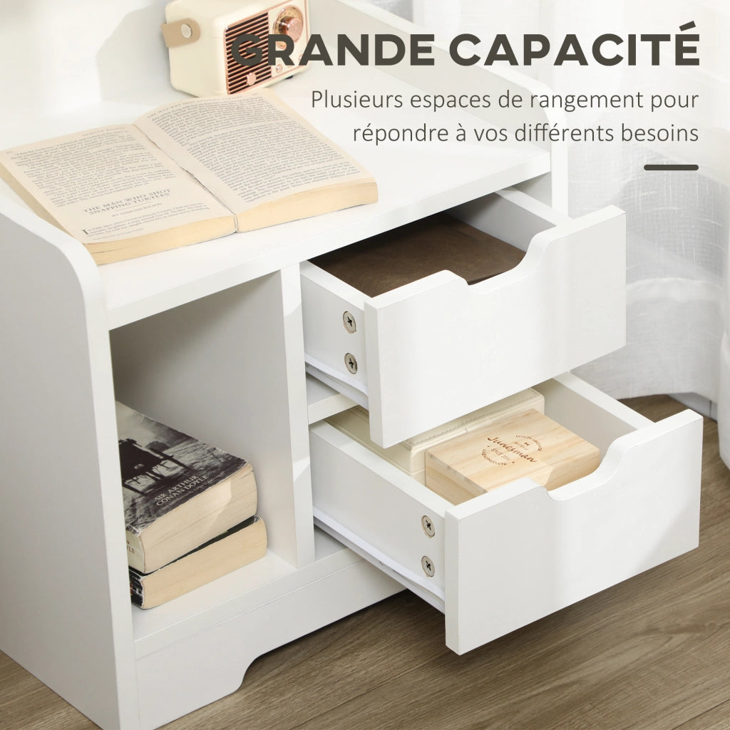 Comodino con 2 Cassetti ¨C Xylo ¨C Legno Bianco con Ripiano