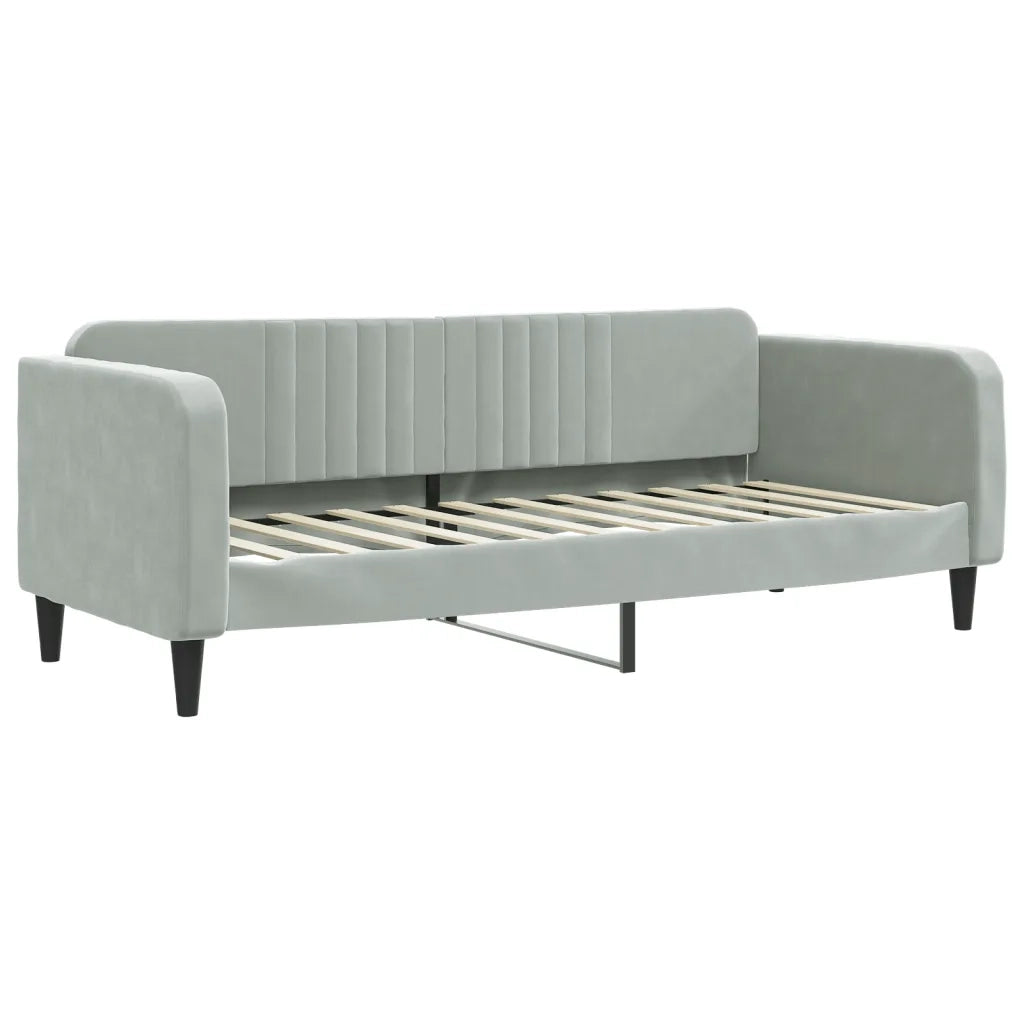 Divano Letto con Letto Estraibile Grigio Chiaro 80x200 Velluto 3197056