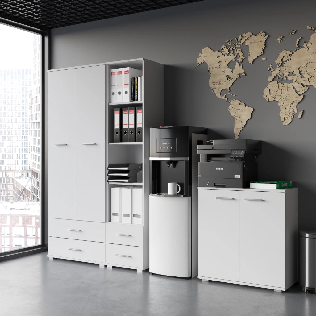 Armadio FAUSKE - 2 Cassetti - Bianco - Larghezza 69 cm, Altezza 130 cm, Profondit? 36 cm