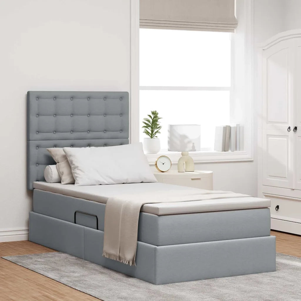 Letto con contenitore e materasso Grigio chiaro 100 x 200 cm 3371886