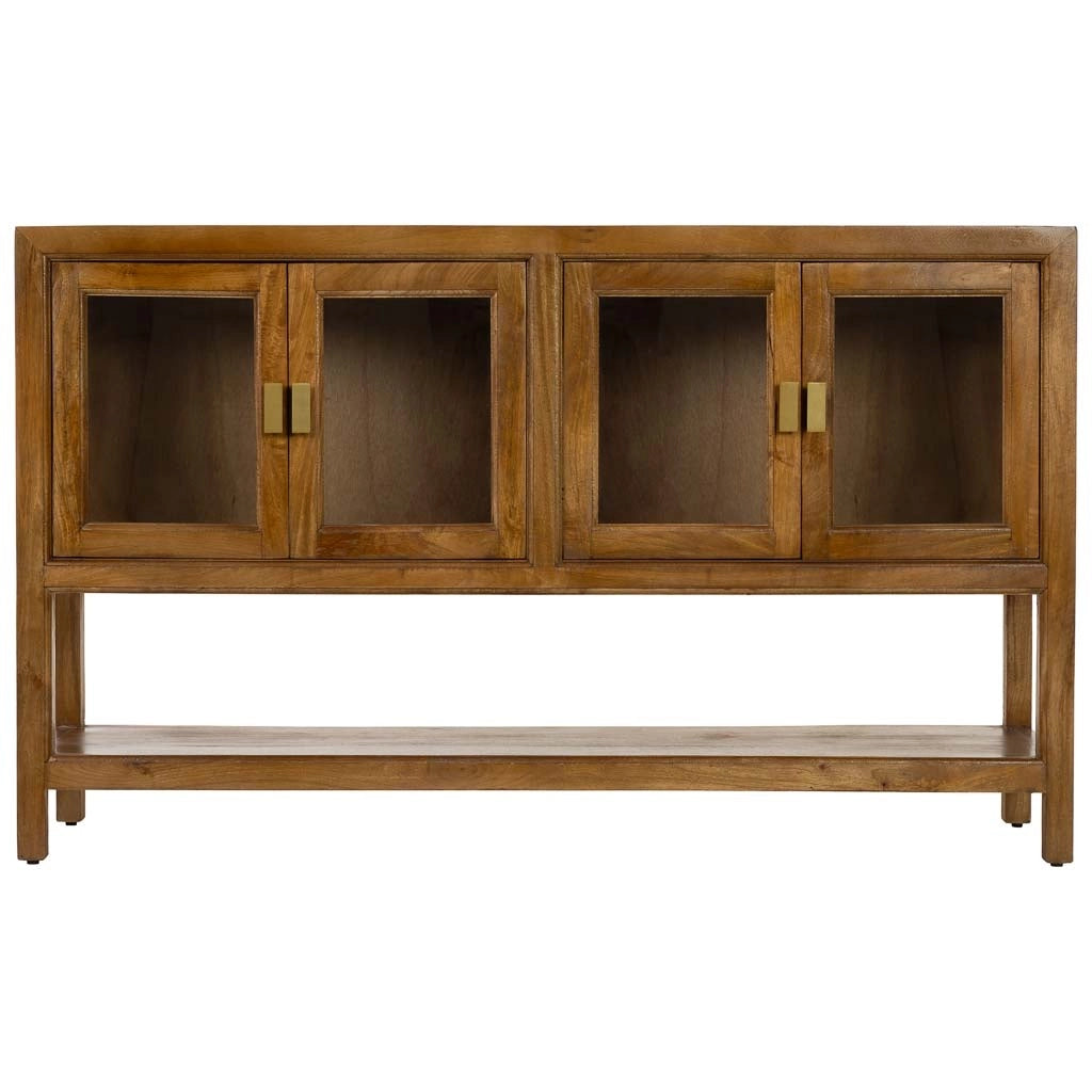 Credenza in legno marrone con 4 ante, 150x40x90h cm