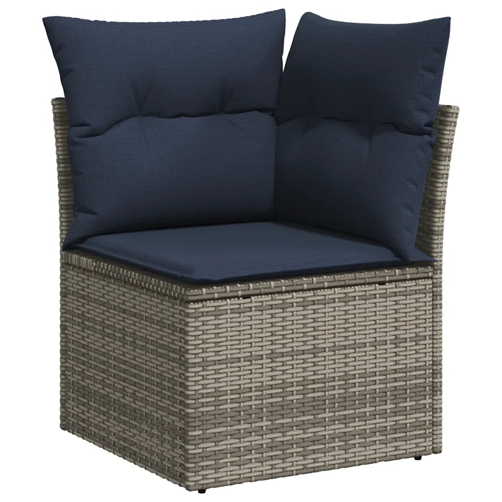 Set Divani da Giardino 9 pz con Cuscini Grigio in Polyrattan 3227132