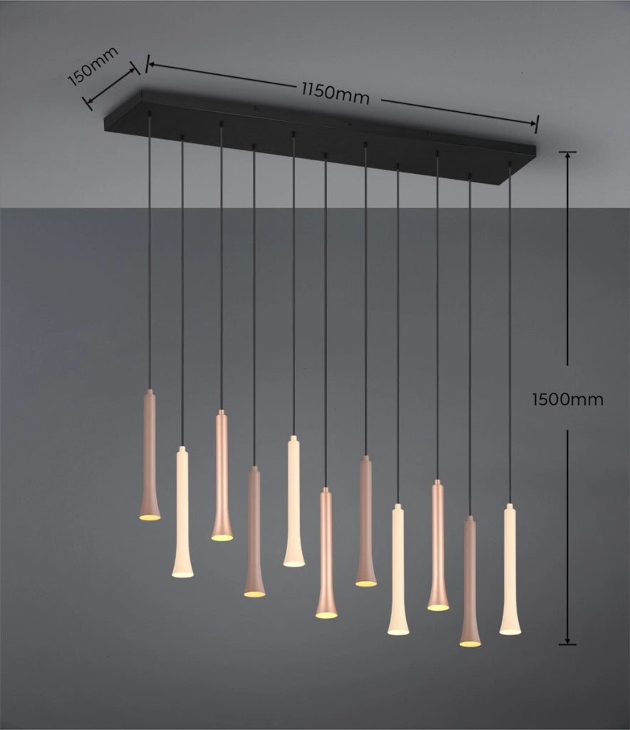 Lampada a sospensione LED Trio Fiato bronzo/nero dimmer