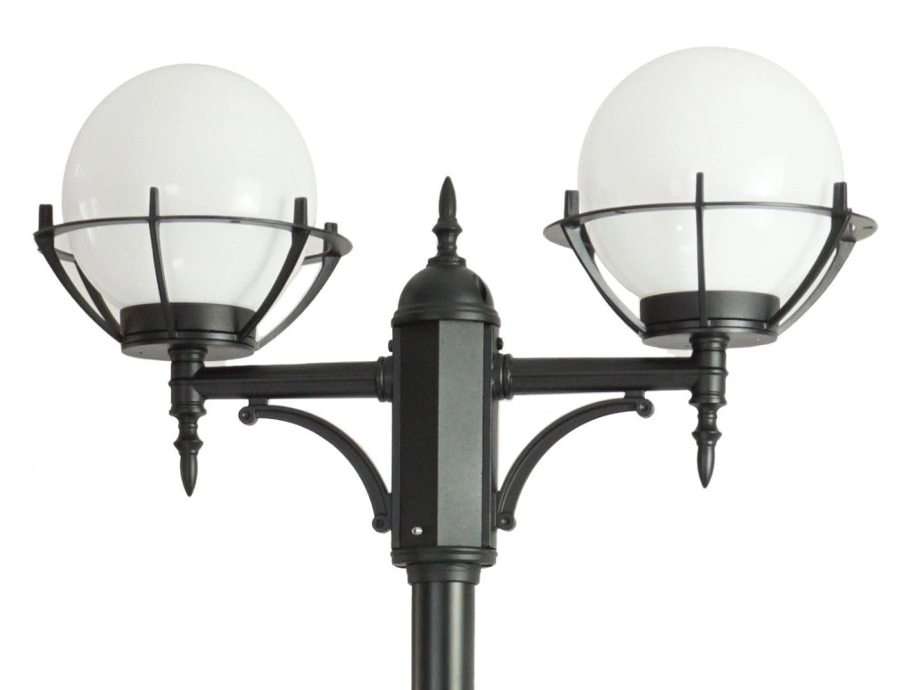 SU-MA Lanterna giardino 280cm 2 sfere nere E27 IP43