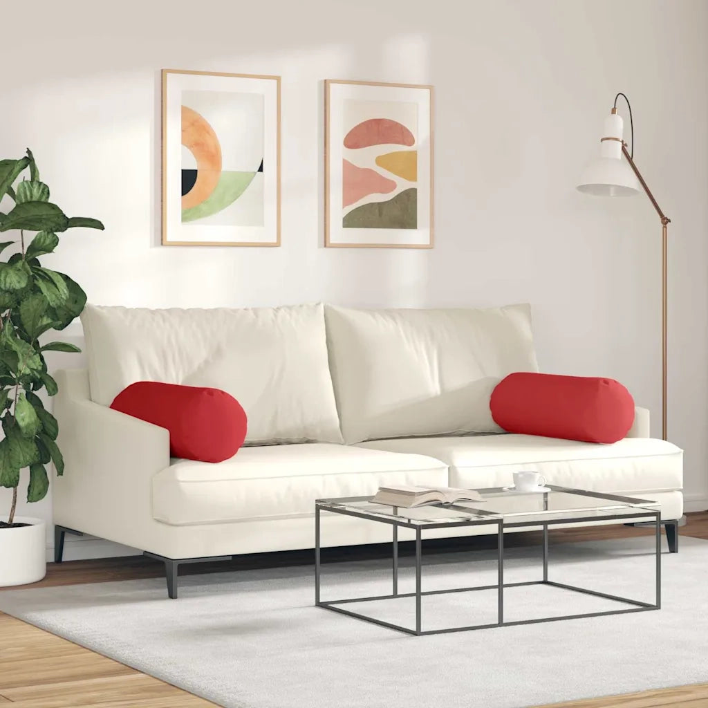 Cuscini a rullo 2 pcs Rosso Ø 25 x 70 cm Tessuto 42014323