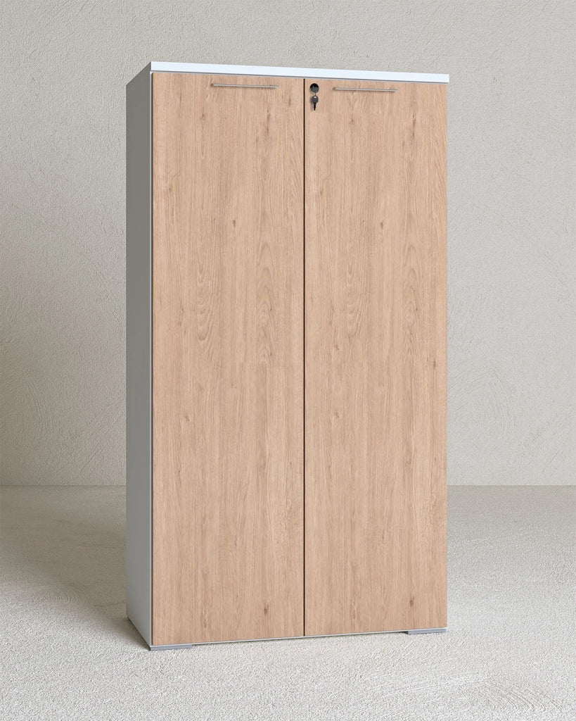 Armadio ufficio Utah - Mobile archivio 2 ante con serratura - L. 90 x H. 160 x P. 42,5 cm – Bianco-Virginia_