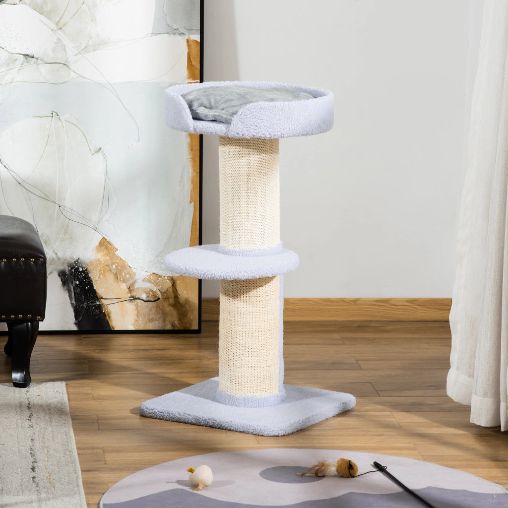 Tiragraffi per Gatti con Piattaforma e Cuscino ¨C Minimal ¨C 91 cm Blu Chiaro