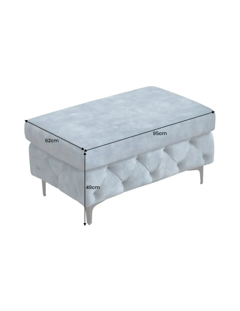 Pouf VELENA in velluto trapuntato – Blu – 95 x 49 x 62 cm