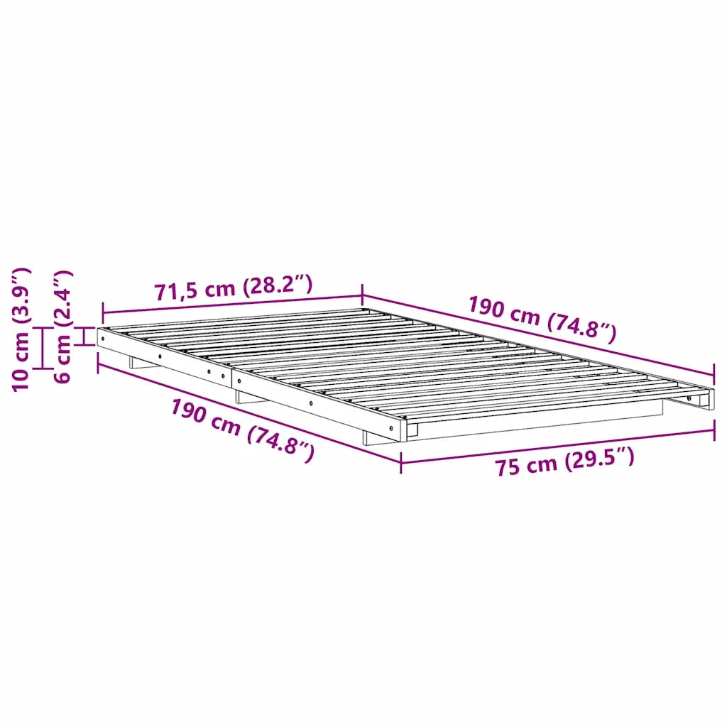 Struttura del letto Marrone 75 x 190 cm Pino massello 873097