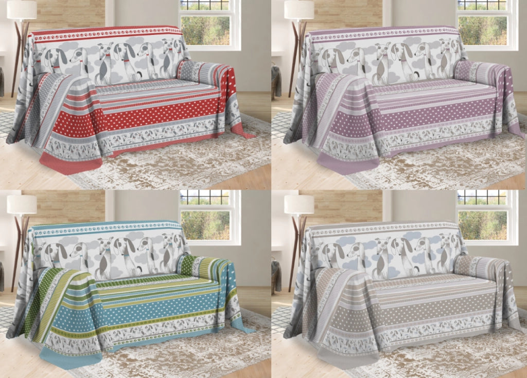 Telo Arredo Multiuso Linea Pensieri Delicati In Cotone Disegno Bau Bau - Matrimoniale - Rosso