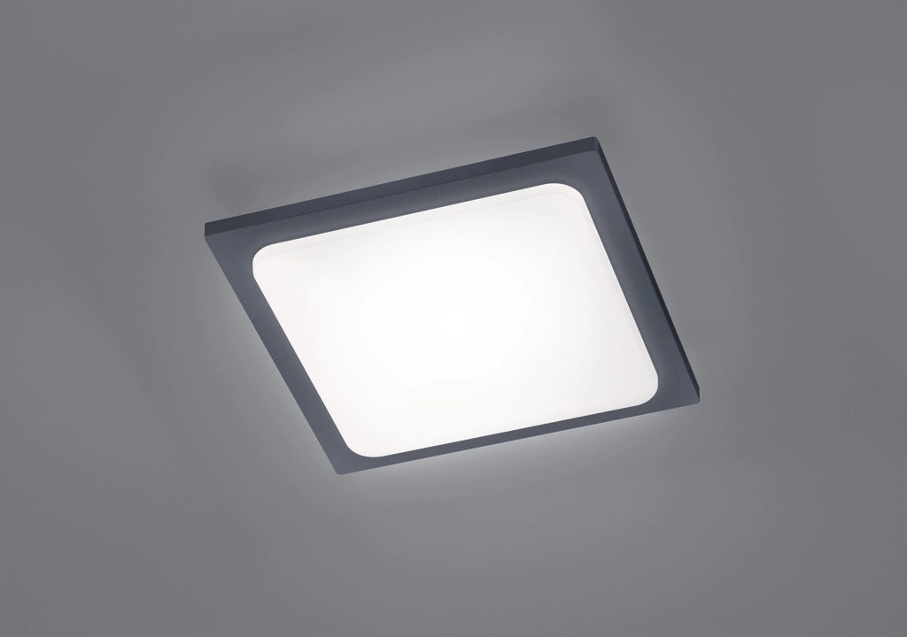 Plafoniera Led Esterno Parete Soffitto Quadrata Antracite 25x25 cm Trave GD Trio