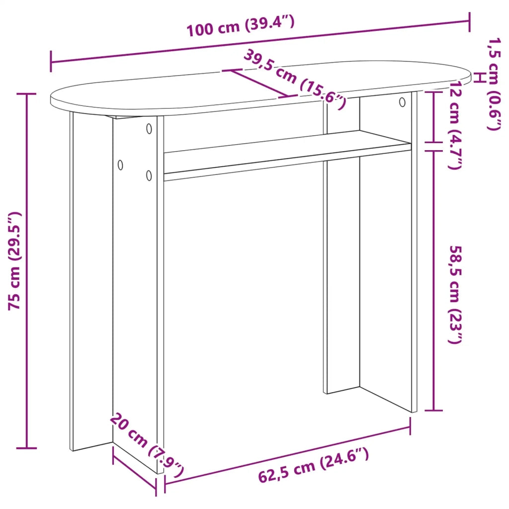 Tavolo consolle Grigio Cemento 100 x 39,5 x 75 cm 8001161