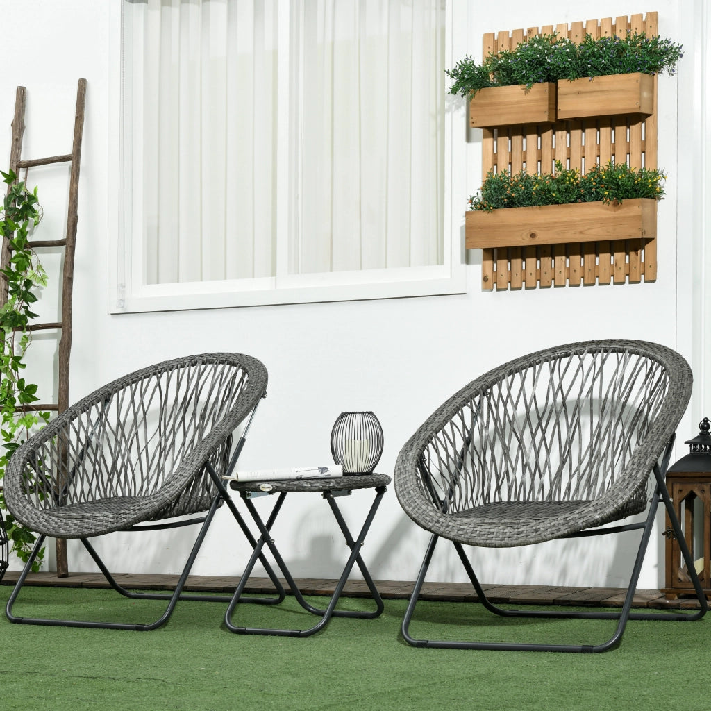 Set Tavolo e Sedie da Giardino ¨C zephmum ¨C Grigio, Polyrattan, Pieghevole