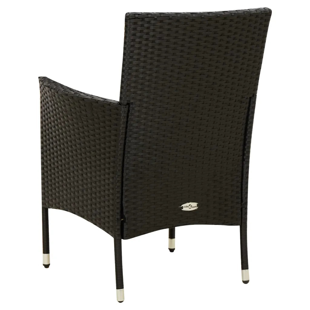 Set da Pranzo da Giardino 7 pz con Cuscini in Polyrattan Nero 3094829