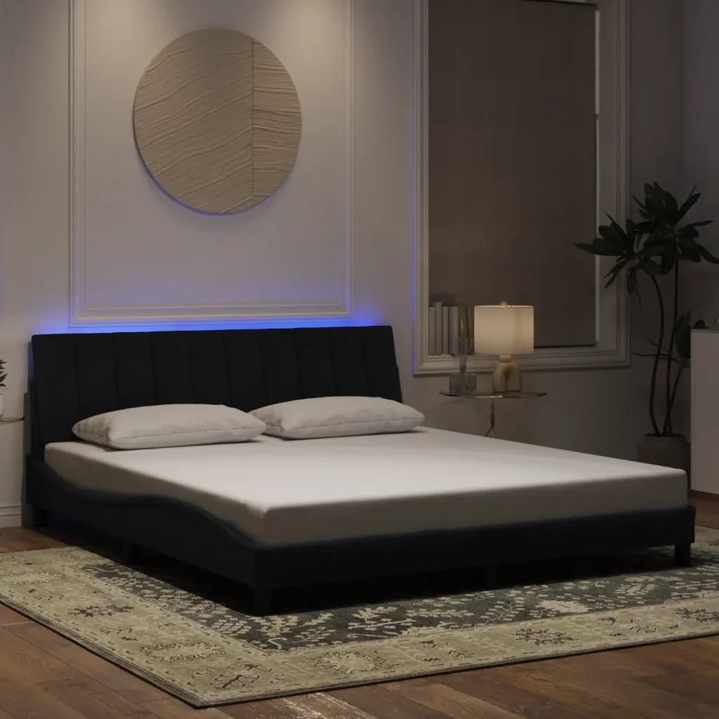 Giroletto con LED senza Materasso Hanko Nero 180x200 cm in Velluto 3213795