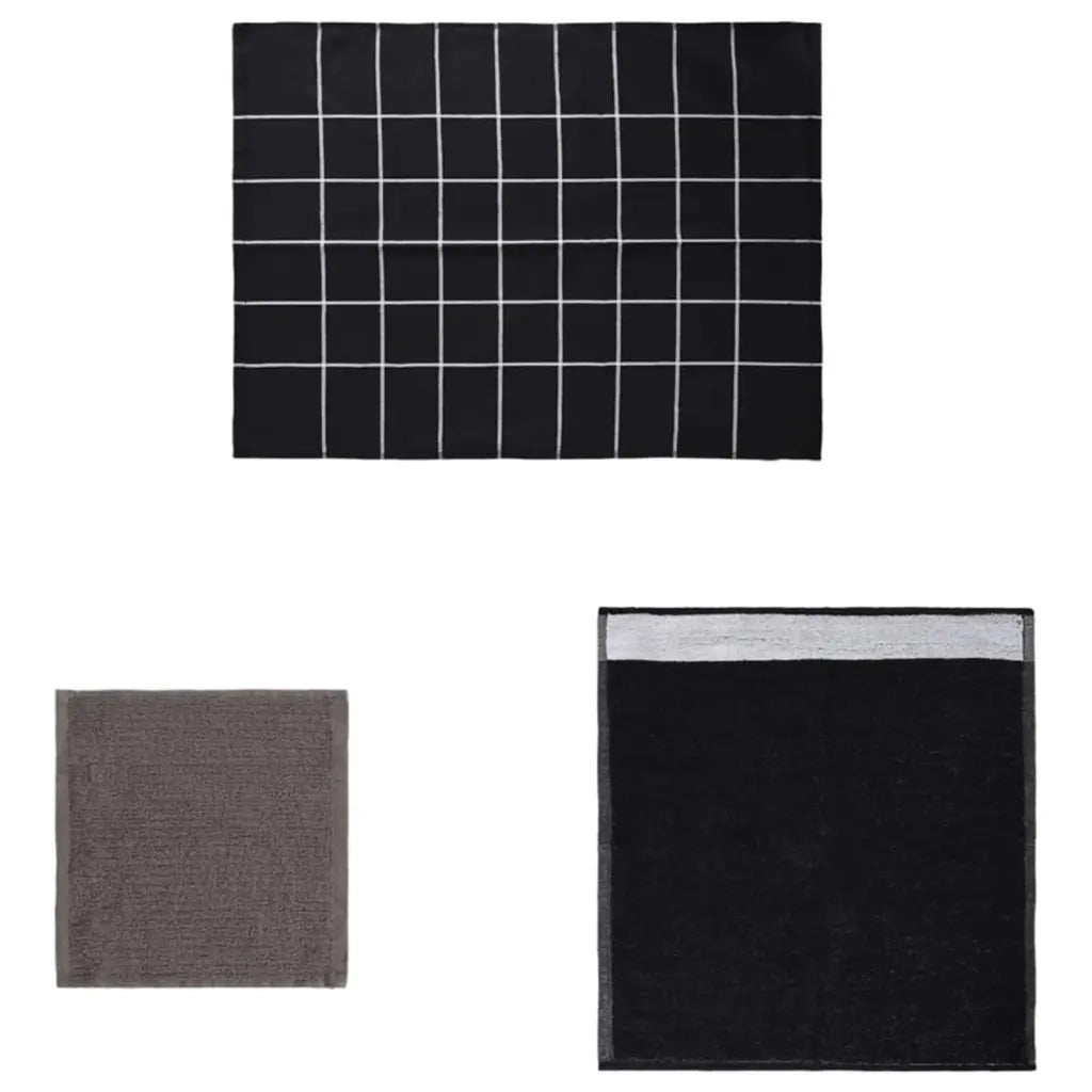Set Strofinacci 12 pz | Teli per bagno in Cotone Nero